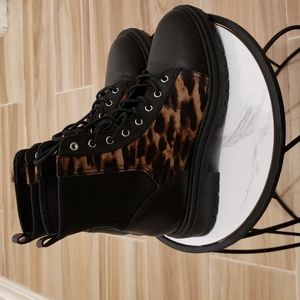 Vince Camuto, Bestenda, leopard combat boots, NWT, size 8,